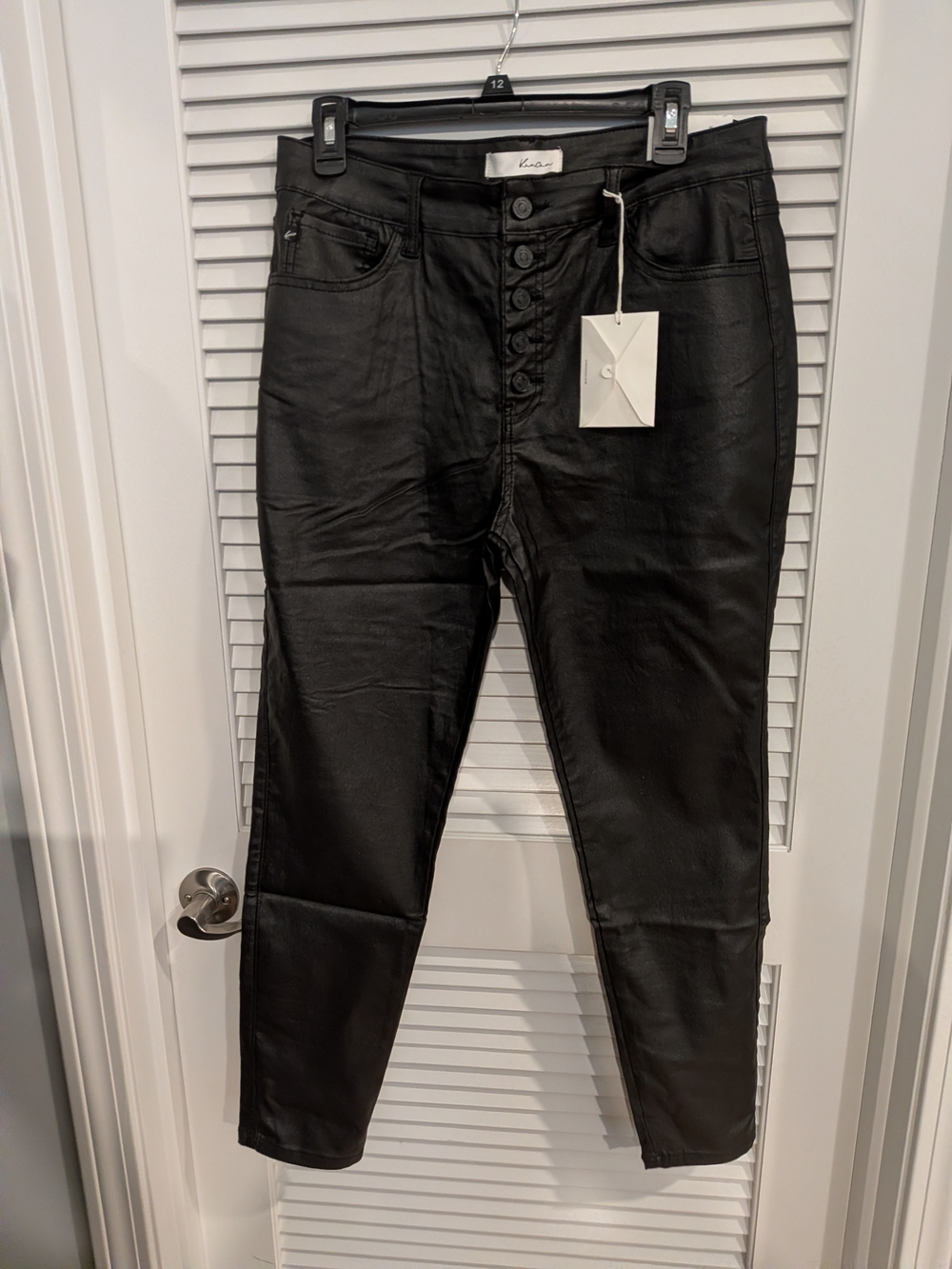 KanCan Faux-Leather Button-Fly Skinny Jeans in Black Size 15/31 New